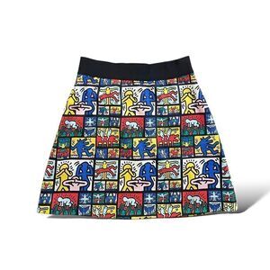 KEITH HARING X ALICE + OLIVIA Graphic Print Mini Skirt | Size: XS | 0 |